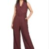 Zenday Casual Solid Maroon Jumpsuit for Ladies