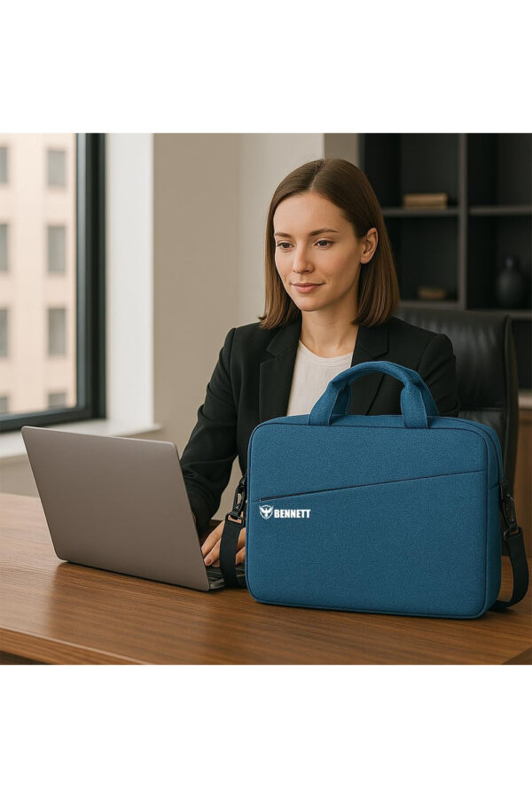 Bennett™ Mystic Formal Business Briefcase Bag Crossbody Messenger College Bags for Men Women MacBook INoteBook ITablet Laptop Upto 15.6 Inch | Handbags with Shoulder Straps (Blue) 6 Months Warranty - Image 8