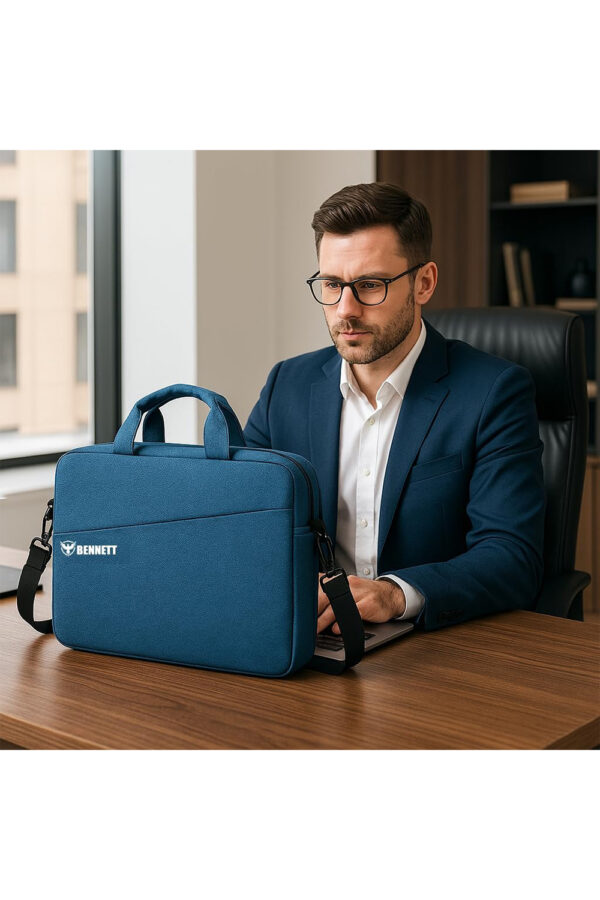 Bennett™ Mystic Formal Business Briefcase Bag Crossbody Messenger College Bags for Men Women MacBook INoteBook ITablet Laptop Upto 15.6 Inch | Handbags with Shoulder Straps (Blue) 6 Months Warranty - Image 7
