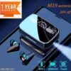 M19 TWS Wireless Headphones with Touch Control With Flashlight Bluetooth Headset (Black, True Wireless)