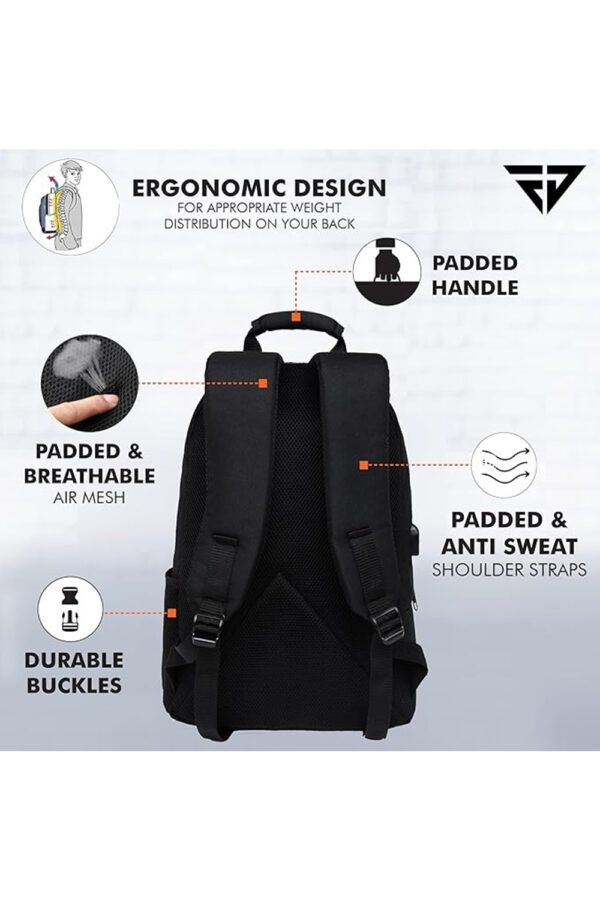 FUR JADEN Anti Theft Number Lock Backpack Bag with 15.6 Inch Laptop Compartment, USB Charging Port & Organizer Pocket for Men Women Boys Girls - Image 4