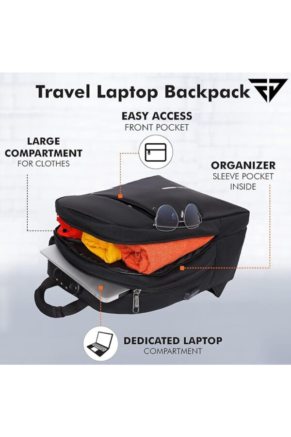 FUR JADEN Anti Theft Number Lock Backpack Bag with 15.6 Inch Laptop Compartment, USB Charging Port & Organizer Pocket for Men Women Boys Girls - Image 2