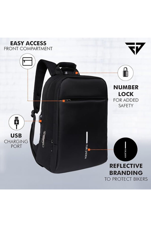FUR JADEN Anti Theft Number Lock Backpack Bag with 15.6 Inch Laptop Compartment, USB Charging Port & Organizer Pocket for Men Women Boys Girls - Image 6