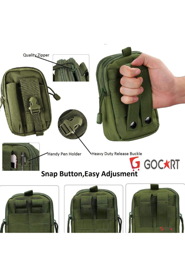 GOCART WITH G LOGO Men's Nylon Outdoor Tactical Waist Bag EDC Molle Belt Waist Pouch Security Purse Phone Carrying Case (Green) - Image 7