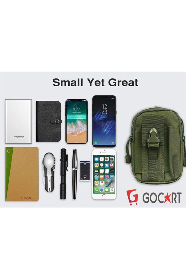 GOCART WITH G LOGO Men's Nylon Outdoor Tactical Waist Bag EDC Molle Belt Waist Pouch Security Purse Phone Carrying Case (Green) - Image 4