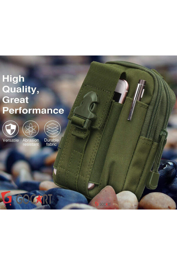 GOCART WITH G LOGO Men's Nylon Outdoor Tactical Waist Bag EDC Molle Belt Waist Pouch Security Purse Phone Carrying Case (Green) - Image 3