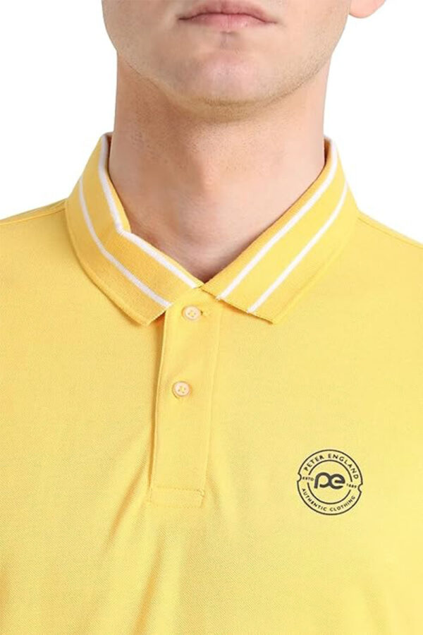 Peter England Men's Regular Fit Insignia Half Sleeve Polo T-Shirt | Cotton Rich | Premium Pique Weave - Image 4