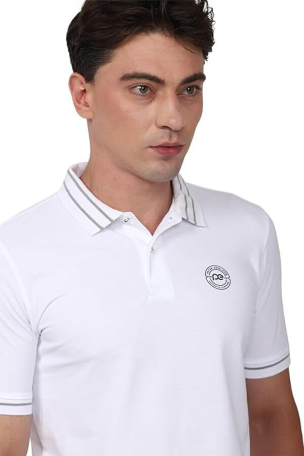 Peter England Men's Regular Fit Insignia Half Sleeve Polo T-Shirt | Cotton Rich | Premium Pique Weave