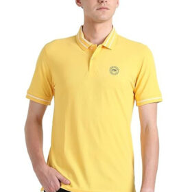 Peter England Men's Regular Fit Insignia Half Sleeve Polo T-Shirt | Cotton Rich | Premium Pique Weave