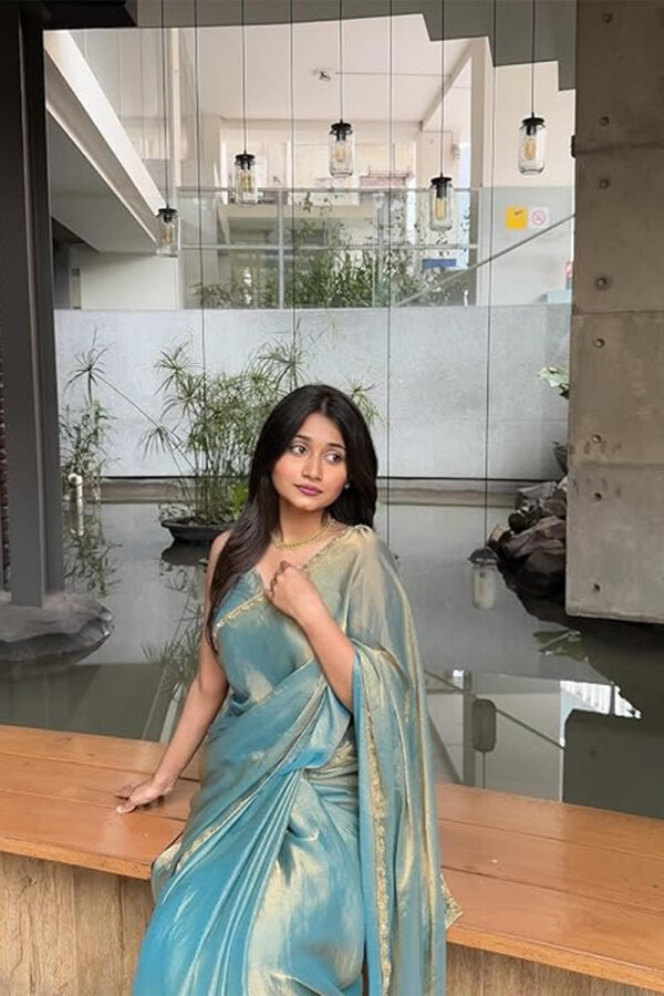Sidhidata Women's Soft Zimmy Choo Fandy Silk Saree With Hand Work Lace Boarder & Comes With Unstitched Blouse Piece (Chhaava) - Image 4