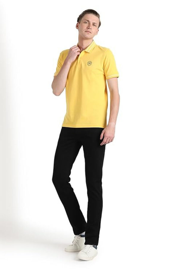 Peter England Men's Regular Fit Insignia Half Sleeve Polo T-Shirt | Cotton Rich | Premium Pique Weave - Image 5