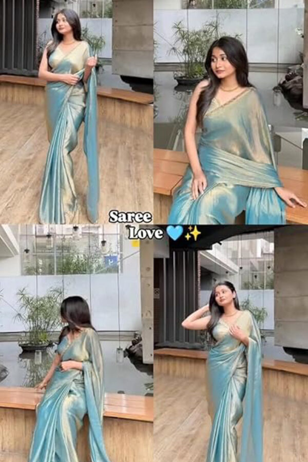 Sidhidata Women's Soft Zimmy Choo Fandy Silk Saree With Hand Work Lace Boarder & Comes With Unstitched Blouse Piece (Chhaava) - Image 3