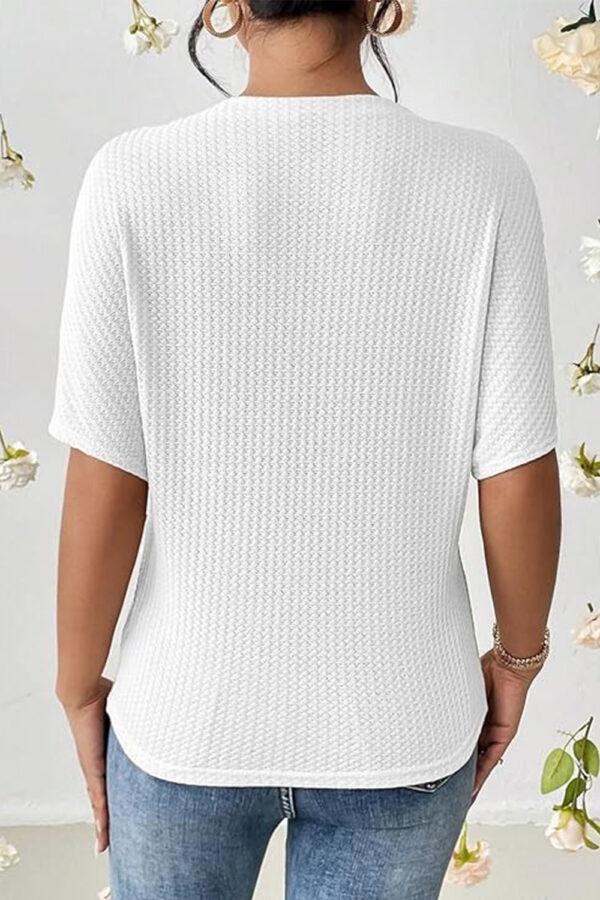 Women Fashion Fall Batwing Half Sleeve t Shirt for Woman Boat Neck Oversized Tunic Tops Casual Waffle Knit Tshirt Tops for Women - Image 6