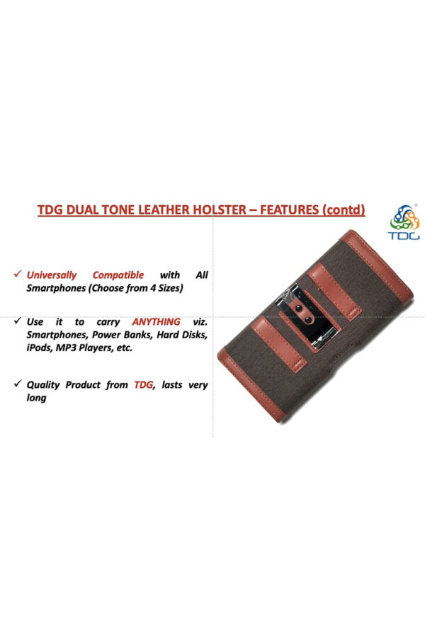 TDG® Dual Tone Faux Leather Pouch Holster Belt Clip Case with Belt Loop & Magnetic Flap Compatible for Apple iPhone Smartphones & Mobiles (Display 5 to 6.5 inches) (Brown, 6.7) - Image 5