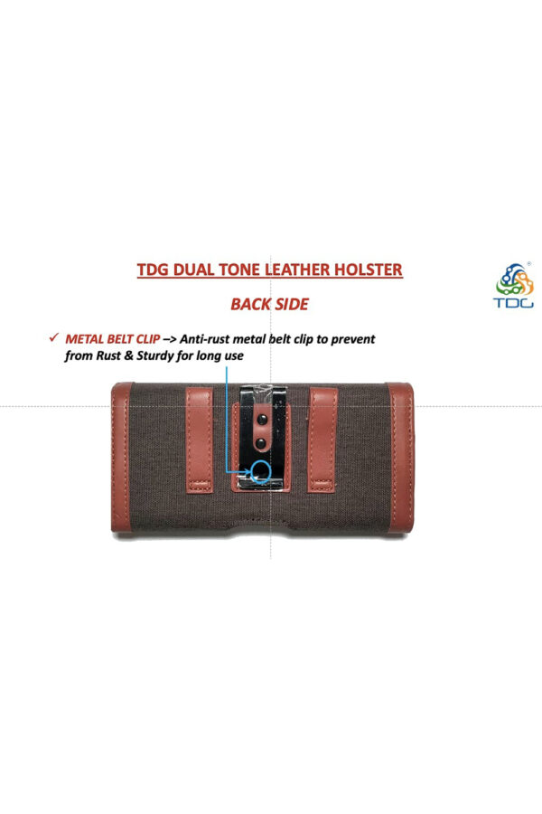 TDG® Dual Tone Faux Leather Pouch Holster Belt Clip Case with Belt Loop & Magnetic Flap Compatible for Apple iPhone Smartphones & Mobiles (Display 5 to 6.5 inches) (Brown, 6.7) - Image 6
