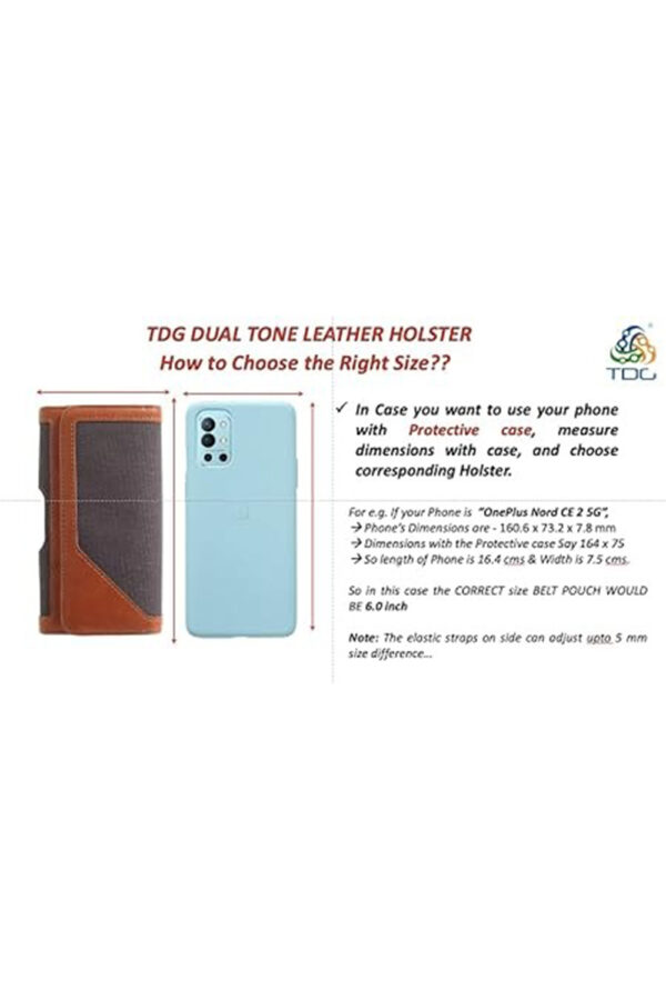 TDG® Dual Tone Faux Leather Pouch Holster Belt Clip Case with Belt Loop & Magnetic Flap Compatible for Apple iPhone Smartphones & Mobiles (Display 5 to 6.5 inches) (Brown, 6.7) - Image 8