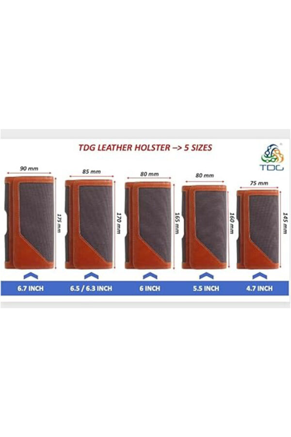 TDG® Dual Tone Faux Leather Pouch Holster Belt Clip Case with Belt Loop & Magnetic Flap Compatible for Apple iPhone Smartphones & Mobiles (Display 5 to 6.5 inches) (Brown, 6.7) - Image 9