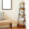5 Shelve/Tier MDF Wall Corner Stand, Floor Standing, Black Finish (Need to Be Assemble - DIY)