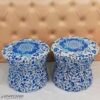 Shri Radhey Handicrafts Cotton Muda Cover, Handmade Floral Design Mudda Cover, Muddy Stool Ottoman Pouffes Patio Chair Footstools Cover Size 17x18 Inches 2 pieces Blue (Only Cover)
